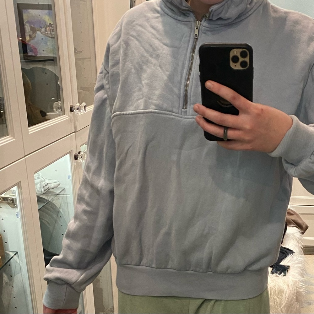 Brandy Melville Light Blue Half-zip Sweatshirt